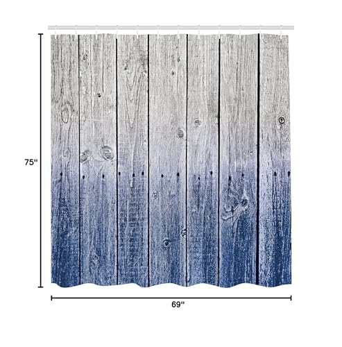 Ambesonne Rustic Shower Curtain, Wood Panels Background With Digital Tones Effect Country House Image, Cloth Fabric Bathroom Dec